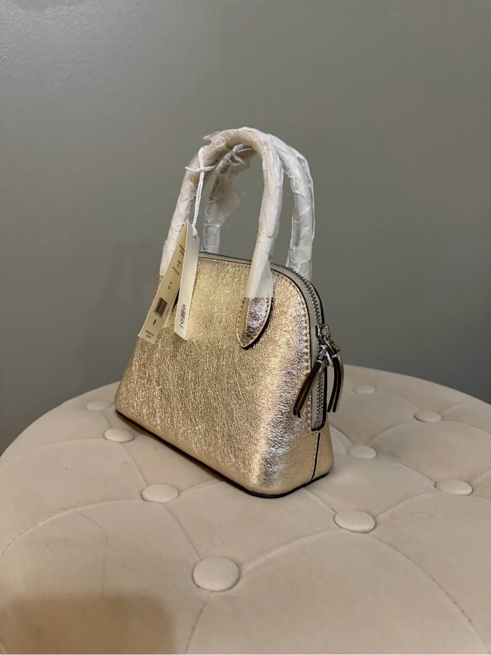 Tory Burch Metallic Gold Mini Dome Satchel